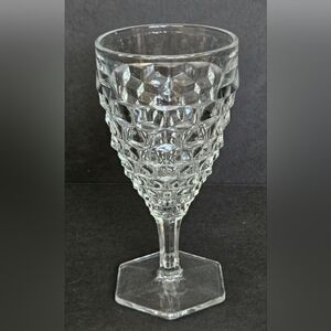 Vintage Set Of 6 Fostoria Glasses Cubist Hexagon Footed